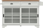Walker Edison Carolina Modern Free-Standing 48 Inch Kitchen Island with Drawers, White
