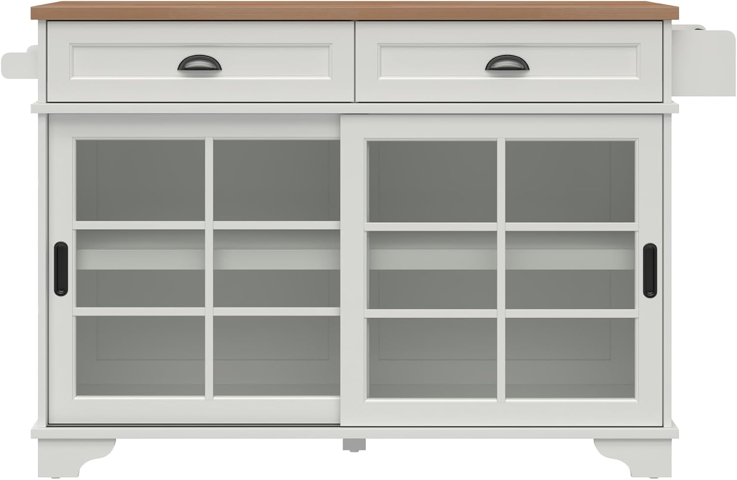 Walker Edison Carolina Modern Free-Standing 48 Inch Kitchen Island with Drawers, White
