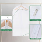 Carbrea 12 Pack Translucent Garment Bags for Hanging Clohes - 24" x 42" | Thick PEVA Materials, Smooth Zipper, with Zipper Protection, Breathable, Washable, Reusable, for Closet Storage, Travel Use