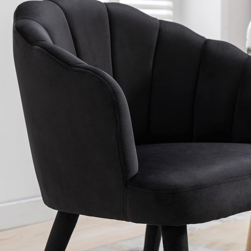 Velvet Dining Chairs Set of 4 Modern Living Room Chairs with Petal Back &...