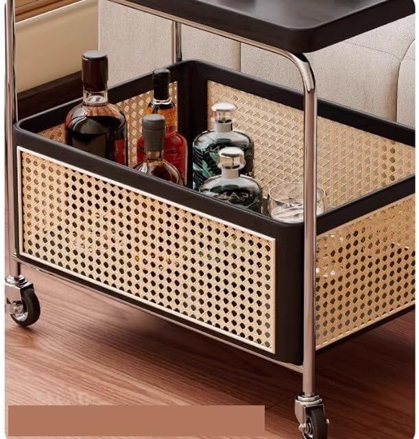 Sofa Side Table Side Table Second-Hand Trolley Wood Rattan Living Room Mobile...