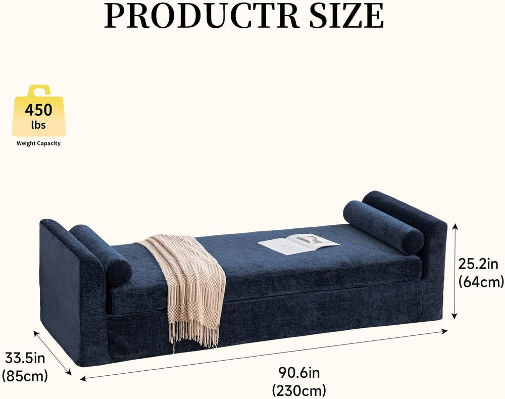 Chifee & Vingol 90.55" W Oversized Chaise Lounge Upholstered Bedroom...