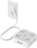 Surge Protector Power Strip, TESSAN Flat Plug Extension Cord with Multiple Outlets, 8 AC Outlets, 3 USB Ports(2 USB C), 5 Ft, 900 Joules Protection, 3-Sided Charging Station for Home Office Dorm Room