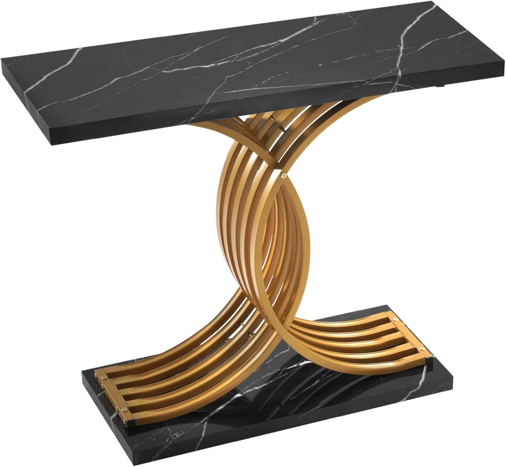 VEVOR 39 in Gold Console Table, Modern Desk Behind The Couch, Wood Rectangle ...