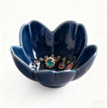 Blue Flower Ring Dish Jewelry Tray, Ceramic Jewelry Dish, Small Trinket Tray, Nightstand Bathroom Decor Ring Holder, Jewlery Plate Bowl for Christmas Friendship Birthday Gifts for Women Mom
