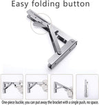 Folding Shelf Brackets, Max Load 300 lb, Heavy Duty Stainless Steel Collapsible Wall Mounted Shelf Brackets for Table, Space Saving DIY Bracket, Pack of 2 (2, 22 Inch)