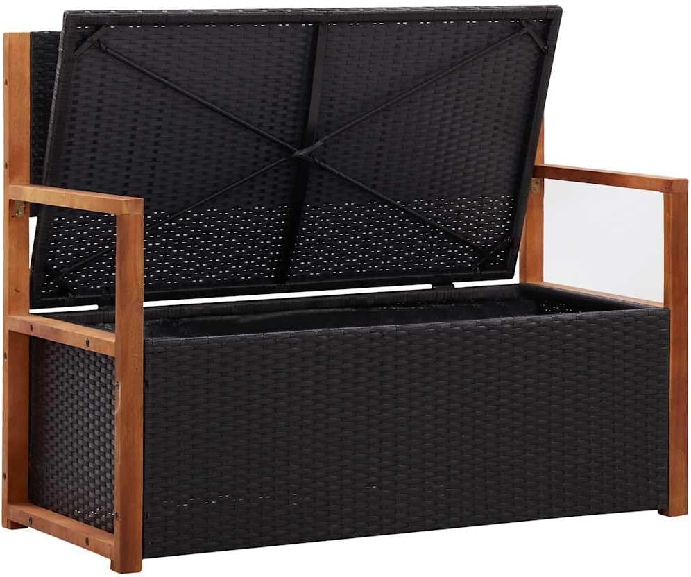 Outdoor Storage Bench with Solid Acacia Wood Accents and Comfortable Cushion,...