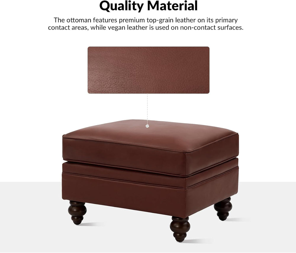 HULALA HOME Genuine Leather Ottoman Coffee Table, Ottoman Foot Rest for Livin...