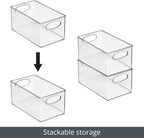 mDesign Plastic Home Closet Organizer - Basket Storage Holder Bin w/ Handles for Bedroom, Bathroom, Cabinet Shelves, Entryway, and Hallway - Holds Sweaters, Purses - Ligne Collection - 8 Pack - Clear