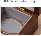 Bescott 2 Layers Solid Black Walnut Wooden Jewelry Box for Women with Lock and Key Wood Vintage Organizer for Men Earrings Rings Necklaces Bracelet Storage Mother's Day Gift