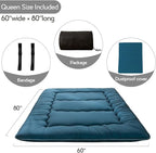 MAXYOYO Japanese Floor Mattress Futon Mattress, 4" Thicken Tatami Mat Sleeping Pad Foldable Roll Up Mat Boys Girls Dormitory Pad Kids Floor Lounger Pillow Bed, Charcoal Grey, Queen Size