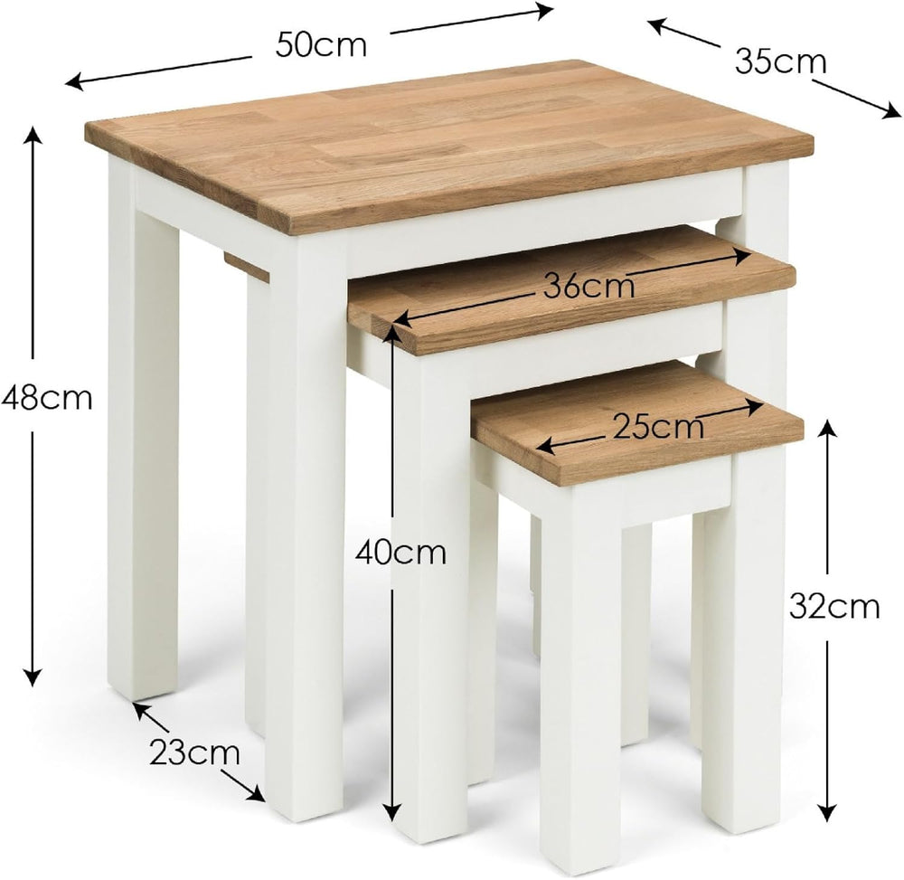 Julian Bowen Coxmoor Nest of 3 Tables, White & Oak