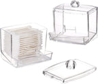 Tbestmax 2 Pack 10oz Qtip Dispenser Big Clear Qtip Holder, Bathroom Container Organizer Accessories Decor for Storage-Qtips Cotton Ball