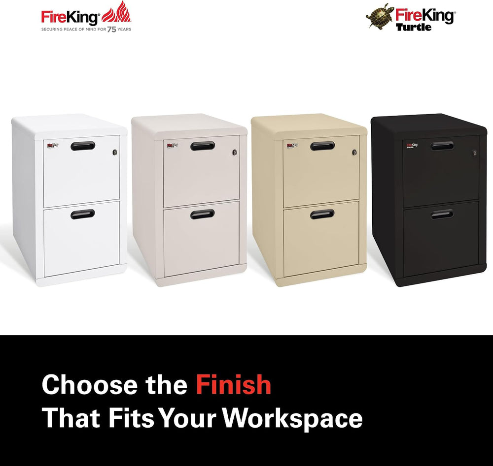 FireKing Turtle Contour 2 Drawer Fire Rated File Cabinet, Black | 1 Hour Fire...