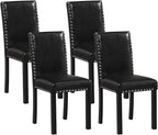 Giantex Black Dining Chairs Set of 4, Faux Leather Upholstered Parsons Kitchen Chairs with Solid Rubber & Bent Wood Legs, Thick Padded Seat, Armless Side Chairs for Living Dining Room Restaurant