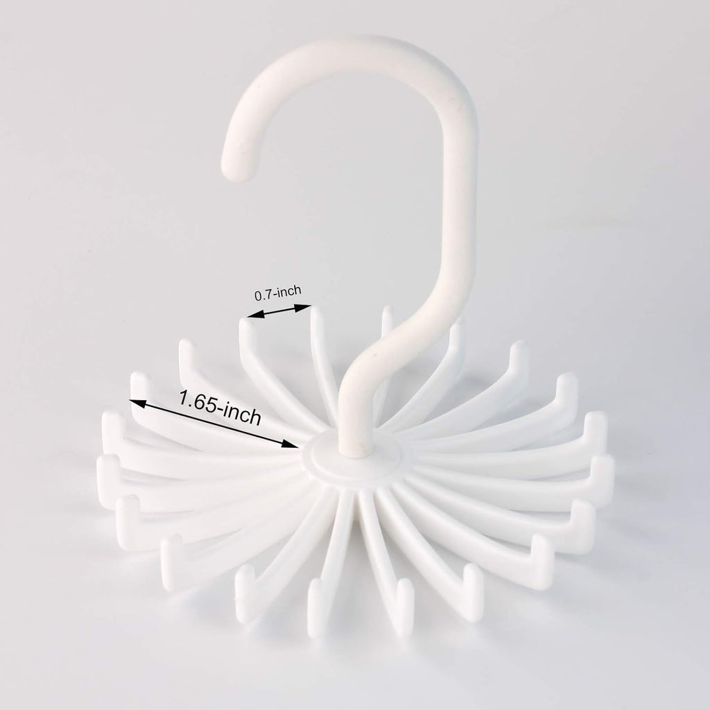 3 Pack Twirl Ties Rack Hanger Closet Organizer Hook Holder (White) | headband