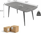 HIPIHOM Extendable Dining Table Set for 6, 55.1" to 70.87" Expandable Kitchen & Dining Room Table with 6 Upholstered PU Leather Chairs (Grey Table)