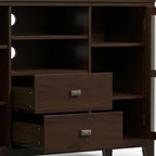 SIMPLIHOME Artisan TV Stand - 53 inch Wide Solid Wood Tall Media Console in Tobacco Brown, Contemporary Entertainment Center for Living Room for TVs up to 60 Inches with Drawers and Cable Management