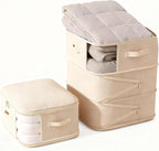 2 Pack Space Saving Comforter Storage Bag with Handle, 3-Layer Compression Blanket Storage Bags Adjustable In 3 Sizes (142L, 107L, 71L), Washable Bedding Organizer For Pillow Duvet Clothing Plush Toy