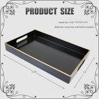 Spsyrine Black Bathroom Vanity Tray with Handles for Dresser Tops, Countertop, Perfume Decorative Tray, 11.8” * 7.87” *1.37”