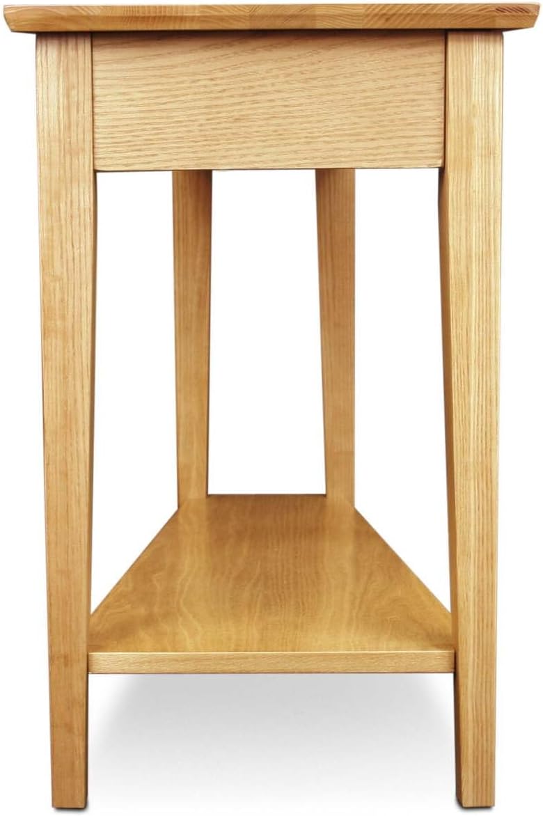 HomeStock Recliner Side Table Wedge with Shelf - Solid Wood Accent Table Dese...
