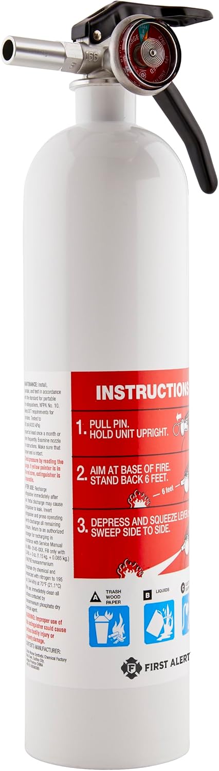 First Alert Fire Extinguisher, Marine Use with Metal Bracket
