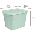 Sterilite 32 Pack Tote, Plastic Stackable Storage Bin Container with Lid, 18 Gallon, Mindful Mint