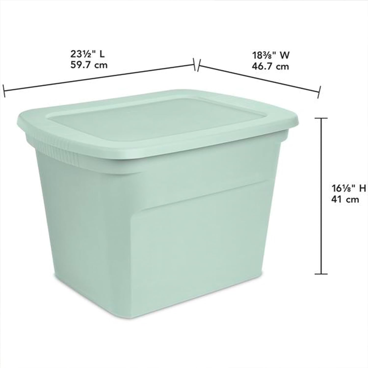 Sterilite 32 Pack Tote, Plastic Stackable Storage Bin Container with Lid, 18 Gallon, Mindful Mint
