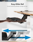 HUANUO Keyboard Tray Under Desk，360 Adjustable Ergonomic Sliding Keyboard & Mouse Tray, 25" W x 9.8" D, Brown