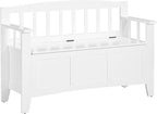OSP Home Furnishings Metro Mission Style Wood Entry Way Bench with Storage, Sierra Snow White Finish