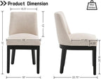 Modern Dining Chairs Set of 4 with Comfortable Back Support, Farmhouse Soft Linen Upholstered Kitchen Dining Room Chairs with Black Solid Wood Legs, Armless Accent Side Chairs for Living Room, Beige