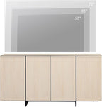 WAMPAT Multifunctional TV Stand for 32-75 Inch TVs, Modern TV Console with Large Storage Cabinet, Entertainment Center, Media Console Table for Living Bedroom, Light Oak