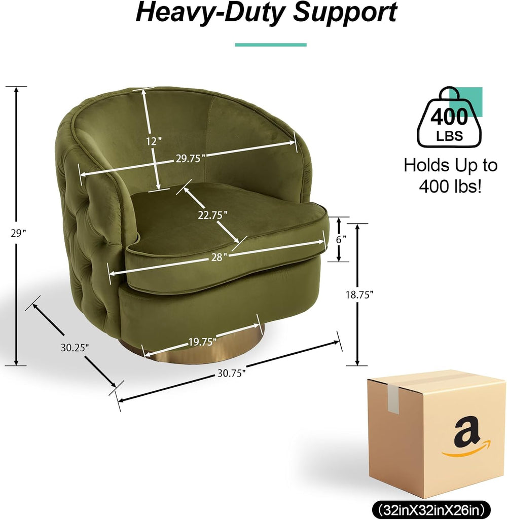 Hyfirm Modern Accent Chair, Swivel Barrel Armchair for Living Room, Button Tu...
