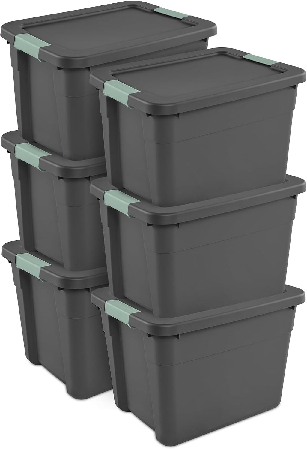 Sterilite Latch Tote Storage with Lids for Home & Office, 12 Gallon, 6-Pack | Heavy-Duty and Stackable Plastic Containers with Latches for Closet, Cabinet, Bedroom, Bathroom and Dorm Room Organization