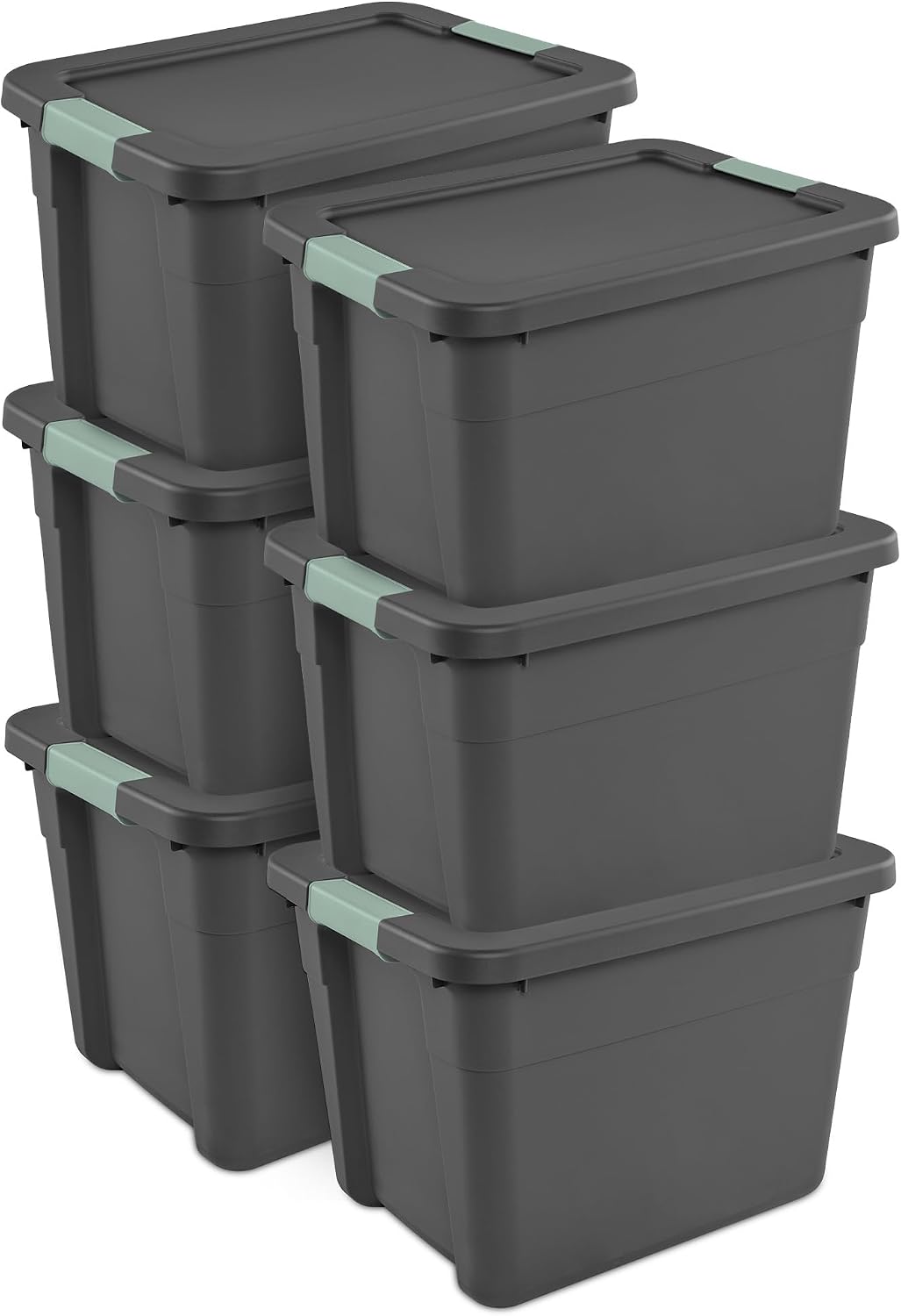 Sterilite Latch Tote Storage with Lids for Home & Office, 12 Gallon, 6-Pack | Heavy-Duty and Stackable Plastic Containers with Latches for Closet, Cabinet, Bedroom, Bathroom and Dorm Room Organization