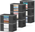 SpaceAid 8 Pack 90L Clothing Storage Bags, Heavy Duty Closet Storage Bins, Extra Large Moving bags, Storage Containers for Clothes, Blankets, Comforters, and Pillows - Black