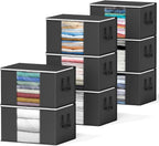 SpaceAid 8 Pack 90L Clothing Storage Bags, Heavy Duty Closet Storage Bins, Extra Large Moving bags, Storage Containers for Clothes, Blankets, Comforters, and Pillows - Black