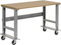 Global Industrial Mobile Adjustable Height Workbench, Shop Square Edge, 60" W x 36" D, Gray