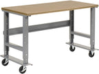 Global Industrial Mobile Adjustable Height Workbench, Shop Square Edge, 60" W x 36" D, Gray