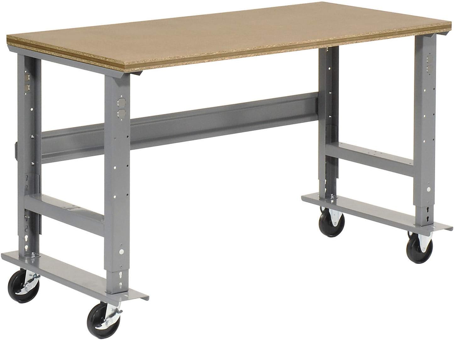 Global Industrial Mobile Adjustable Height Workbench, Shop Square Edge, 60" W x 36" D, Gray