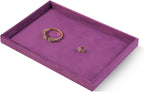Velvet Stackable Jewelry Display Flat Tray For Ring Earring Necklace Bracelet, Bangle Pendant Storage Blank Plate, Shop Countertop Jewelry Dish Organizer (Purple)