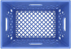 Heavy Duty Plastic Storage Milk Crates, Stackable Utility Organizer Bins, 19x11x13 Inches, 6 Pack, Made in USA, 24 Qt/6 Gallon Capacity (Blue)