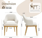 Wooden Dining Chairs Set of 2, Modern Fabric Upholstered Dining Room Chair, Kitchen Side Chairs, Farmhouse Dinner Chair with Open Back for Kitchen, Beige