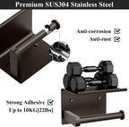 Tindbea Toilet Paper Holder with Phone Shelf, Adhesive or Screw Wall Mount Toilet Tissue Roll Holder, Rustproof & Multifunctional Stainless Steel Bathroom Storage Dispenser (Bronze)