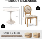 3-Piece 31.5" Round Dining Table Set for 2 with Upholstered Chairs – Space-Saving Modern Small Kitchen Cafe Bistro Set(Round Beige Velvet Chair)