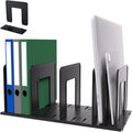 Adjustable Vertical File Sorter Sturdy Plastic Expandable Upright File Holder, Desktop Binder Organizer, School Office Organization Bookshelf Divider, Assemble Easily Endlessly, Black