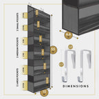 HOMELUX THEORY Over The Door Organizer Hanging - 50lbs Load 6 Large Front & 12 Side Pockets, 1 Pack Over The Door Shoe Organizer, Hanging Closet Organizer For Toys, Diaper, Purse, Sewing (Dark Gray)