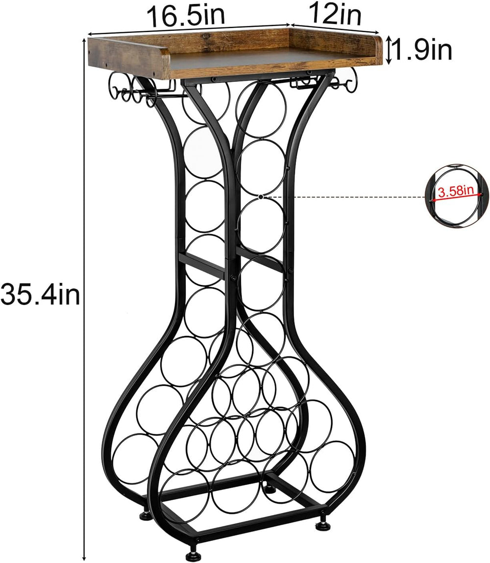 X-cosrack Wine Rack Freestanding Floor, Mini Bar Table Wine Holder Stand Liqu...