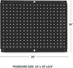 Metal Pegboard 16-Inch Tall x 20-Inch Wide Heavy Duty Wall Organizer for Home Garage Tool Storage 4pcs Black