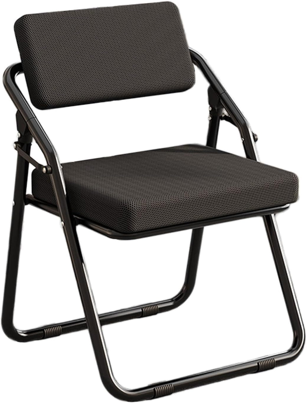 Portable Mesh Foldable Chair, Ergonomic Folding Dining, Comfortable Breathable Folding with Cushion,(Black)